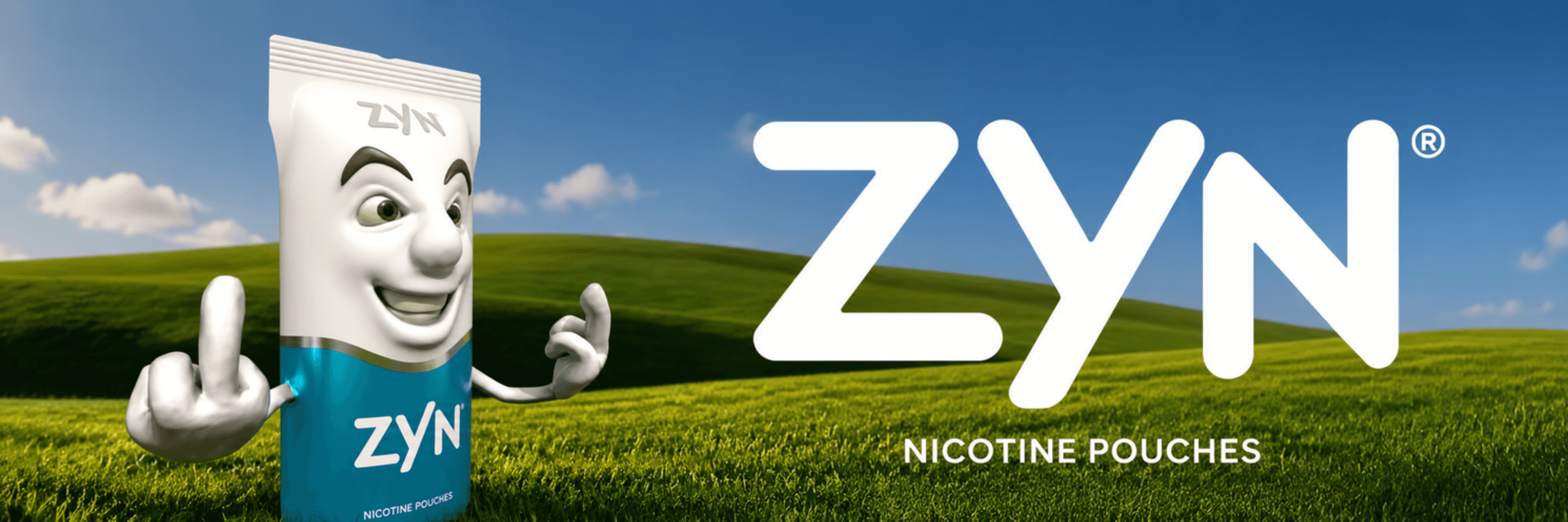 ZYN banner with chad mascot